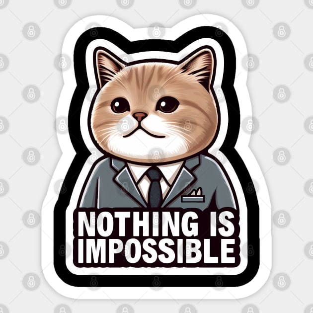 Nothing Is Impossible Cat Sticker by Plushism